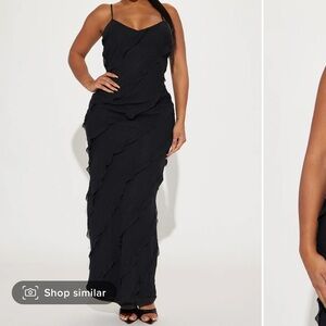 Mia Ruffle Maxi Dress - Black